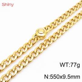 Hip hop style stainless steel 55cm polished Cuban chain gold necklace for men