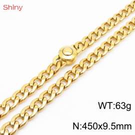 Hip hop style stainless steel 45cm polished Cuban chain gold necklace for men