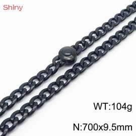 Hip hop style stainless steel 70cm polished Cuban chain black men's necklace