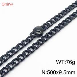 Hip hop style stainless steel 50cm polished Cuban chain black men's necklace