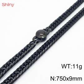 750×9mm Black Color Stainless Steel Cuban Chain  Necklace For Men Women Fashion Jewelry