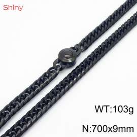 700×9mm Black Color Stainless Steel Cuban Chain  Necklace For Men Women Fashion Jewelry