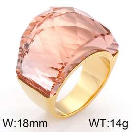 Kalen Women Stainless Steel Gold Color Rings Champagne Glass Cut Stone 6MM Width Finger Rings Fit Formal Party Accessories