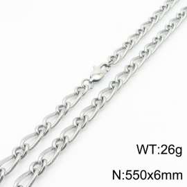 550×6mm Silver Color Stainless Steel Link Chain Fashion Necklaces For Women Men
