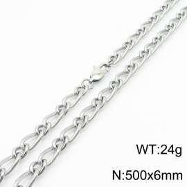 500×6mm Silver Color Stainless Steel Link Chain Fashion Necklaces For Women Men