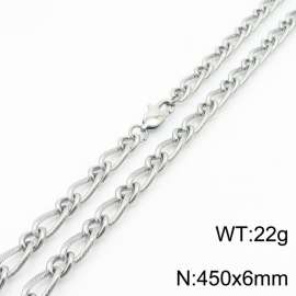450×6mm Silver Color Stainless Steel Link Chain Fashion Necklaces For Women Men