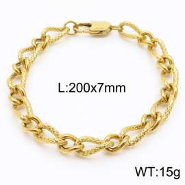 200×7mm Gold Color Stainless Steel Link Chain Charm Bracelets For Women Men