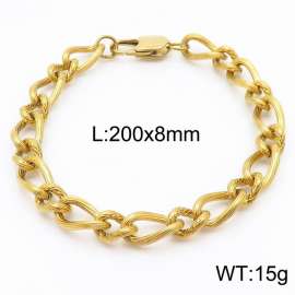 200×8mm Gold Color Stainless Steel Link Chain Charm Bracelets For Women Men