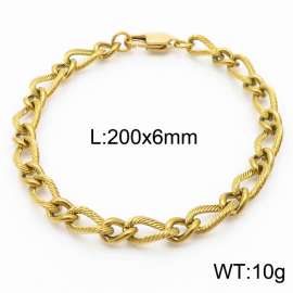 200×6mm Gold  Color Stainless Steel Link Chain Charm Bracelets For Women Men