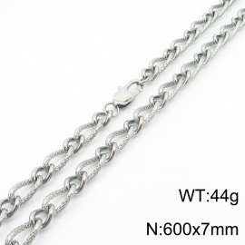 600×7mm Silver Color Stainless Steel Link Chain Fashion Necklaces For Women Men