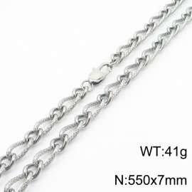 550×7mm Silver Color Stainless Steel Link Chain Fashion Necklaces For Women Men