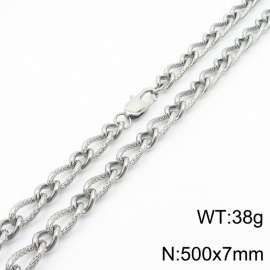 500×7mm Silver Color Stainless Steel Link Chain Fashion Necklaces For Women Men