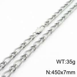 450×7mm Silver Color Stainless Steel Link Chain Fashion Necklaces For Women Men