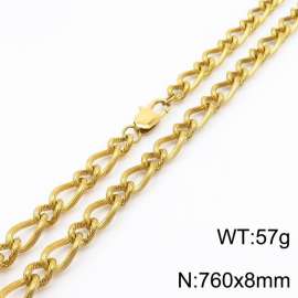 760×8mm Gold Color Stainless Steel Link Chain Fashion Necklaces For Women Men