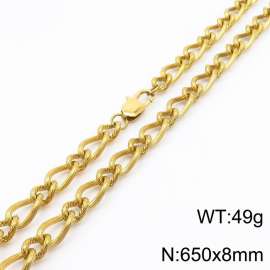 650×8mm Gold Color Stainless Steel Link Chain Fashion Necklaces For Women Men