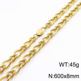 600×8mm Gold Color Stainless Steel Link Chain Fashion Necklaces For Women Men