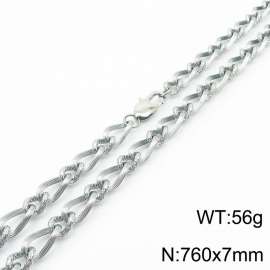 760×7mm Silver Color Stainless Steel Link Chain Fashion Necklaces For Women Men