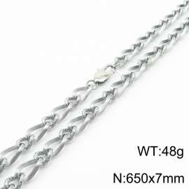 650×7mm Silver Color Stainless Steel Link Chain Fashion Necklaces For Women Men