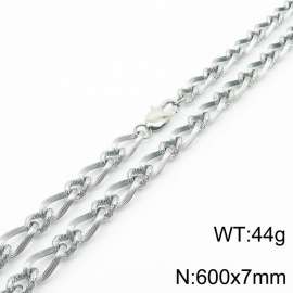 600×7mm Silver Color Stainless Steel Link Chain Fashion Necklaces For Women Men