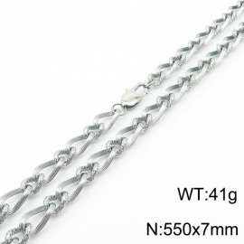 550×7mm Silver Color Stainless Steel Link Chain Fashion Necklaces For Women Men
