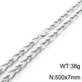 500×7mm Silver Color Stainless Steel Link Chain Fashion Necklaces For Women Men