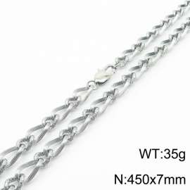 450×7mm Silver Color Stainless Steel Link Chain Fashion Necklaces For Women Men