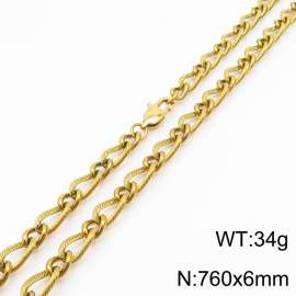 760×6mm Gold Color Stainless Steel Link Chain Fashion Necklaces For Women Men