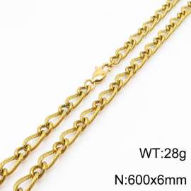 600×6mm Gold Color Stainless Steel Link Chain Fashion Necklaces For Women Men