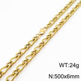 500×6mm Gold Color Stainless Steel Link Chain Fashion Necklaces For Women Men