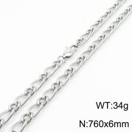 760×6mm Silver Color Stainless Steel Link Chain Fashion Necklaces For Women Men