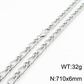 710×6mm Silver Color Stainless Steel Link Chain Fashion Necklaces For Women Men