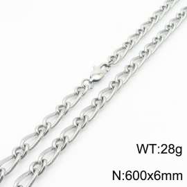 600×6mm Silver Color Stainless Steel Link Chain Fashion Necklaces For Women Men