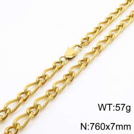 760×7mm Gold Color Stainless Steel Link Chain Fashion Necklaces For Women Men