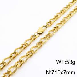 710×7mm Gold Color Stainless Steel Link Chain Fashion Necklaces For Women Men