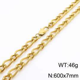 600×7mm Gold Color Stainless Steel Link Chain Fashion Necklaces For Women Men