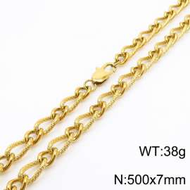 500×7mm Gold Color Stainless Steel Link Chain Fashion Necklaces For Women Men