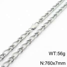 760×7mm Silver Color Stainless Steel Link Chain Fashion Necklaces For Women Men