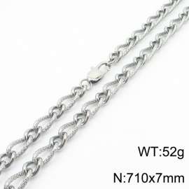710×7mm Silver Color Stainless Steel Link Chain Fashion Necklaces For Women Men
