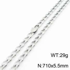710×5.5mm Silver Color Stainless Steel Cuban Chain Trendy Necklaces For Women Men