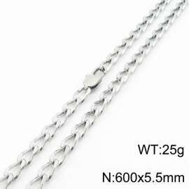 600×5.5mm Silver Color Stainless Steel Cuban Chain Trendy Necklaces For Women Men