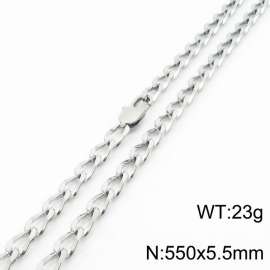 550×5.5mm Silver Color Stainless Steel Cuban Chain Trendy Necklaces For Women Men