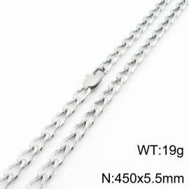 450×5.5mm Silver Color Stainless Steel Cuban Chain Trendy Necklaces For Women Men
