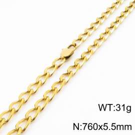 760×5.5mm Gold Color Stainless Steel Cuban Chain Trendy Necklaces For Women Men