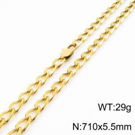 710×5.5mm Gold Color Stainless Steel Cuban Chain Trendy Necklaces For Women Men