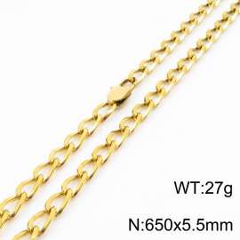 650×5.5mm Gold Color Stainless Steel Cuban Chain Trendy Necklaces For Women Men