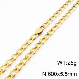 600×5.5mm Gold Color Stainless Steel Cuban Chain Trendy Necklaces For Women Men