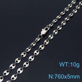 760×5mm Silver Color Stainless Steel Wafer Chain  Necklaces For Women Men
