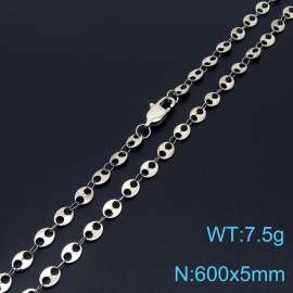 600×5mm Silver Color Stainless Steel Wafer Chain  Necklaces For Women Men