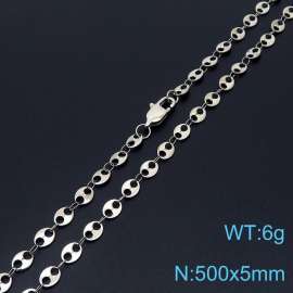 500×5mm Silver Color Stainless Steel Wafer Chain  Necklaces For Women Men