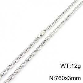 760×3mm Silver Color Stainless Steel Link Chain Stylish Necklaces For Women Men